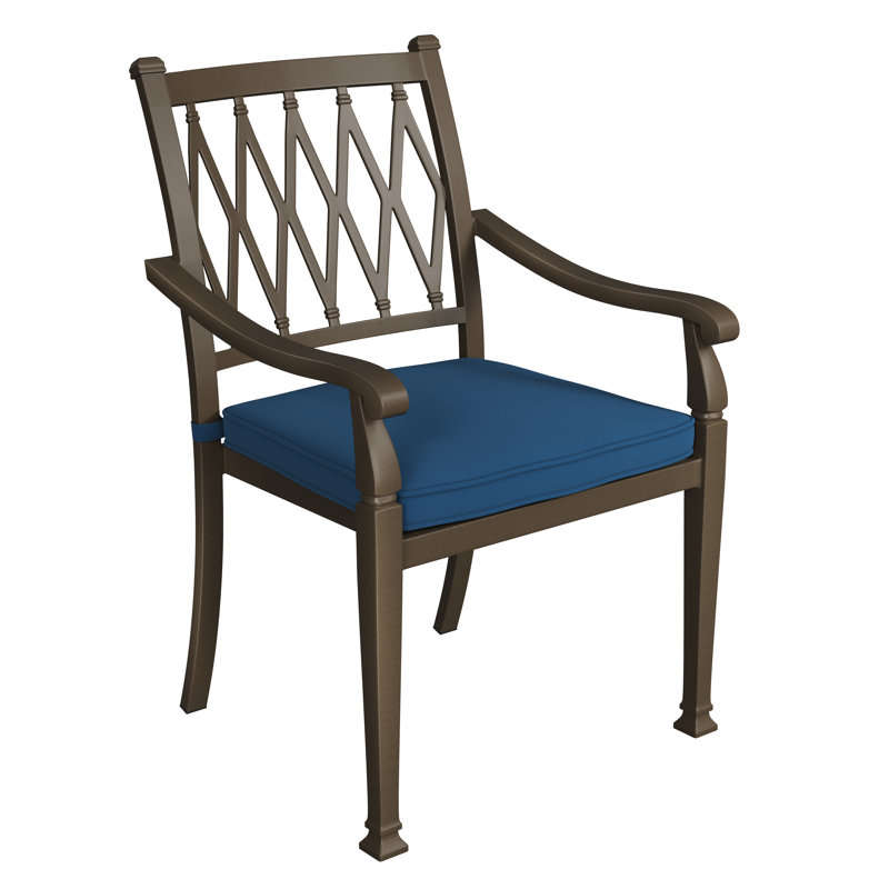 Chaise de patio empilable avec coussin Cayden, Bleu