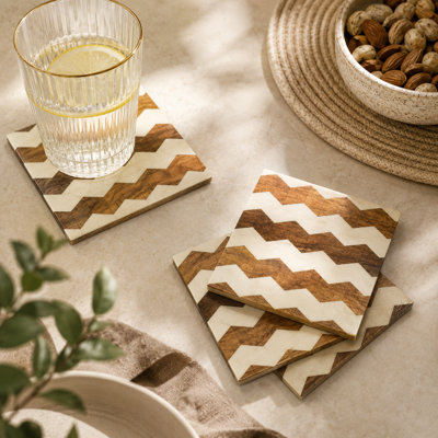 Ensemble de sous-verres 4 po en bois et résine fabriqués à la main 4 po