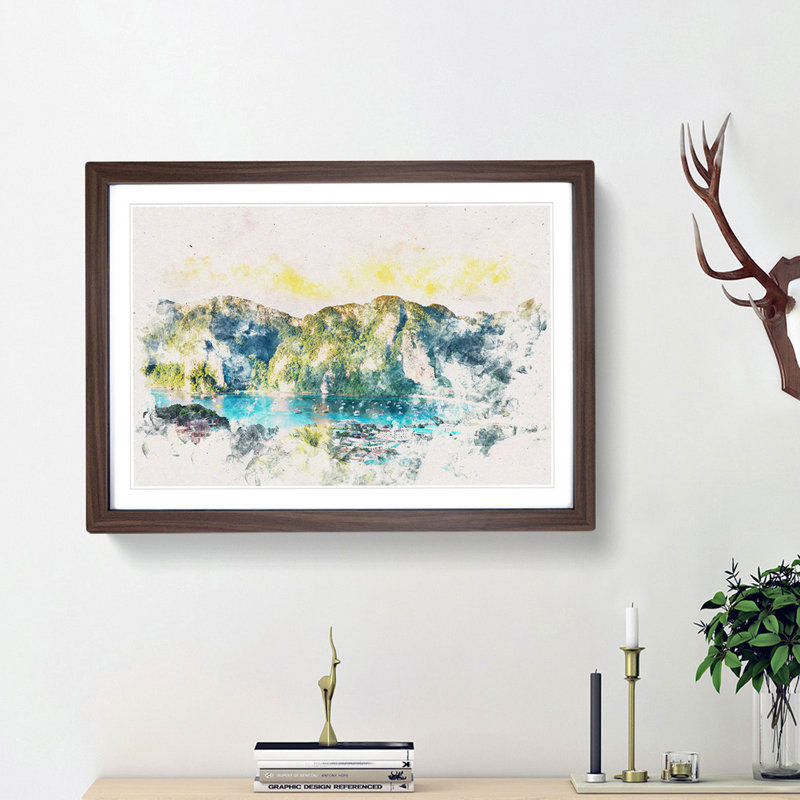 Phi Phi Islands in Thailand - Framed Print, Walnut Framed, 62cm H x 87cm W x 2cm D