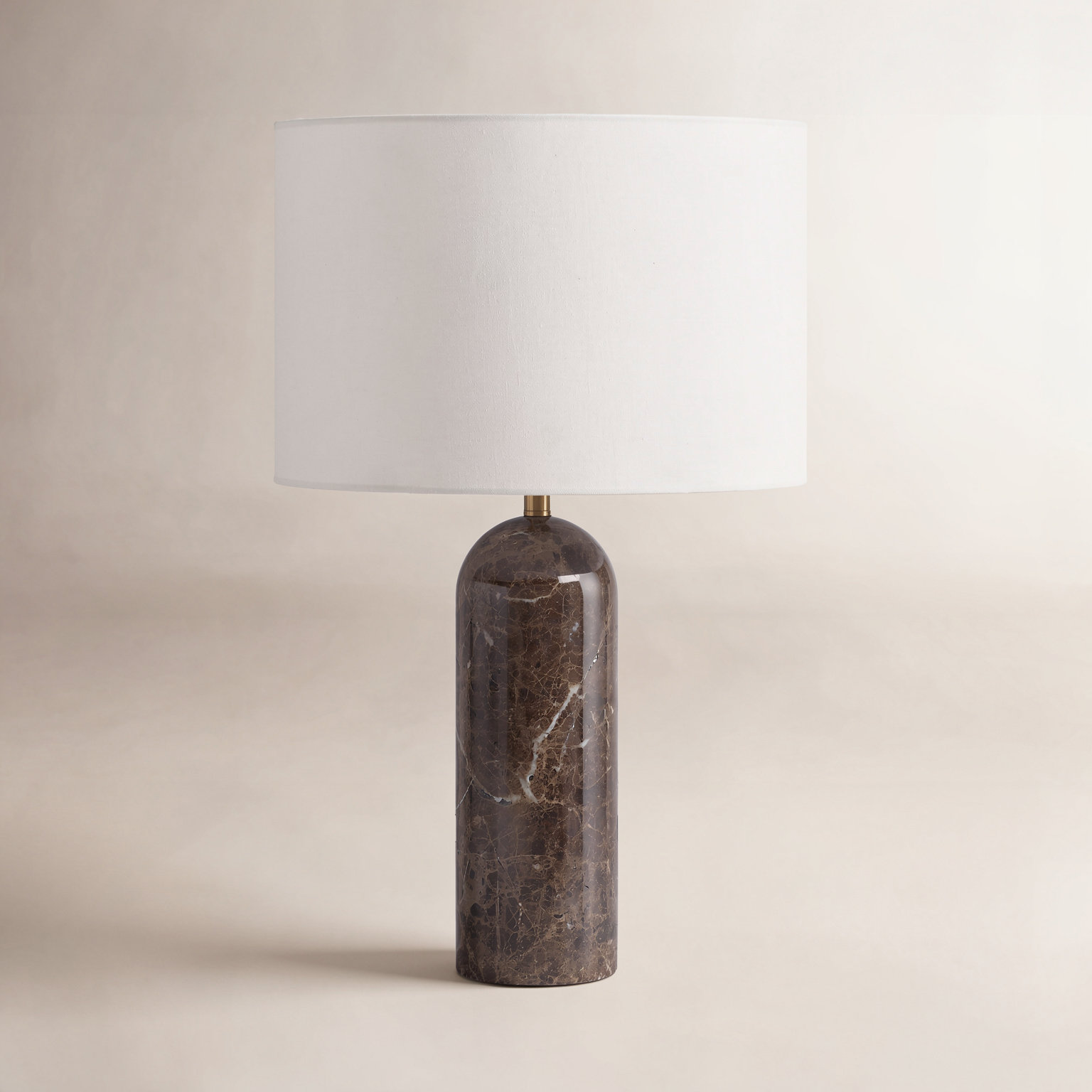 Genuine Marble Table Lamp, Dark Travertine