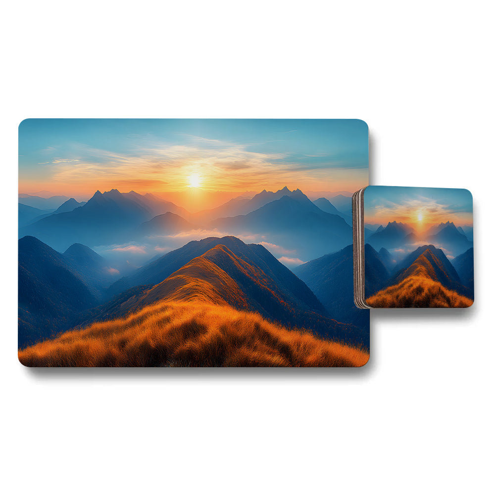 Sunrise Mountain Landscape Placemat And Coaster Set