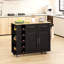 Chariot d'îlot de cuisine multifonctionnel avec tabourets de bar élégants et minimalistes, ensemble combiné, pratique et pratique (îlot de cuisine noir + tabourets de bar bruns)