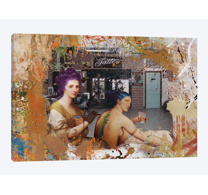 « tatouage », impression sur toile, H 18 po x l 26 po x P 1,5 po, Toile tendue, Pas de tapis