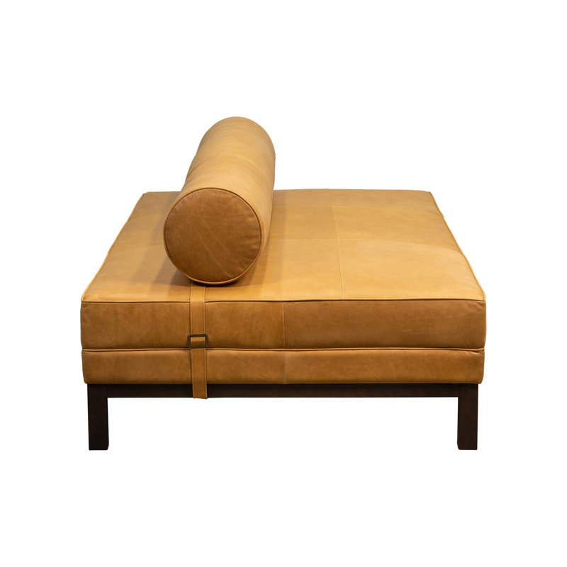 Metairie Upholstered Daybed Ottoman, Kudos Chamois Leather, Dark Brown Wood