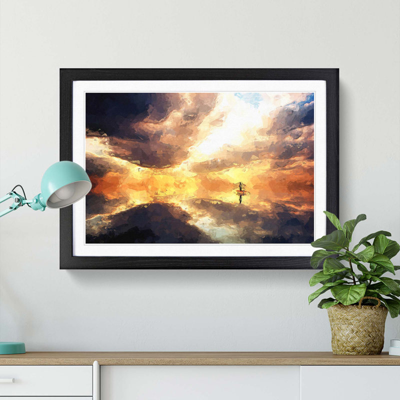 Fishing Boat in Abstract - Picture Frame Graphic Art Print, Black Framed, 27cm H x 36cm W x 2cm D