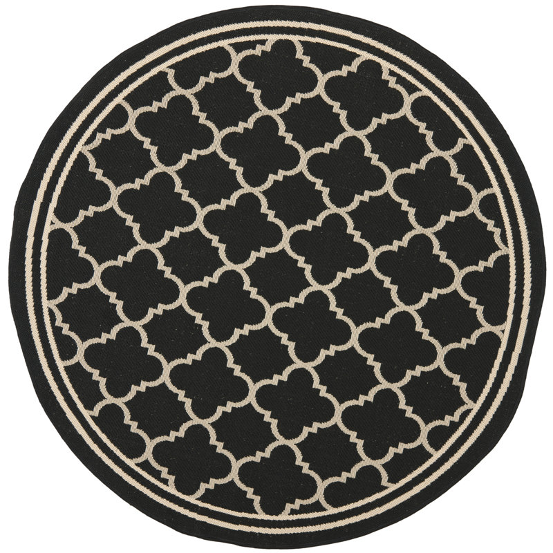 Herefordshire Performance Geometric Indoor/Outdoor Area Rug, Round 4'