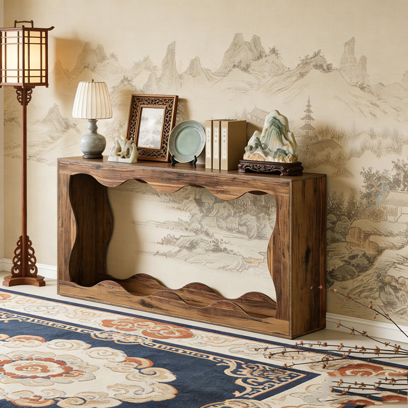 Farmhouse Console Table Entryway Table Couch Table Behind Sofa, Dark Brown