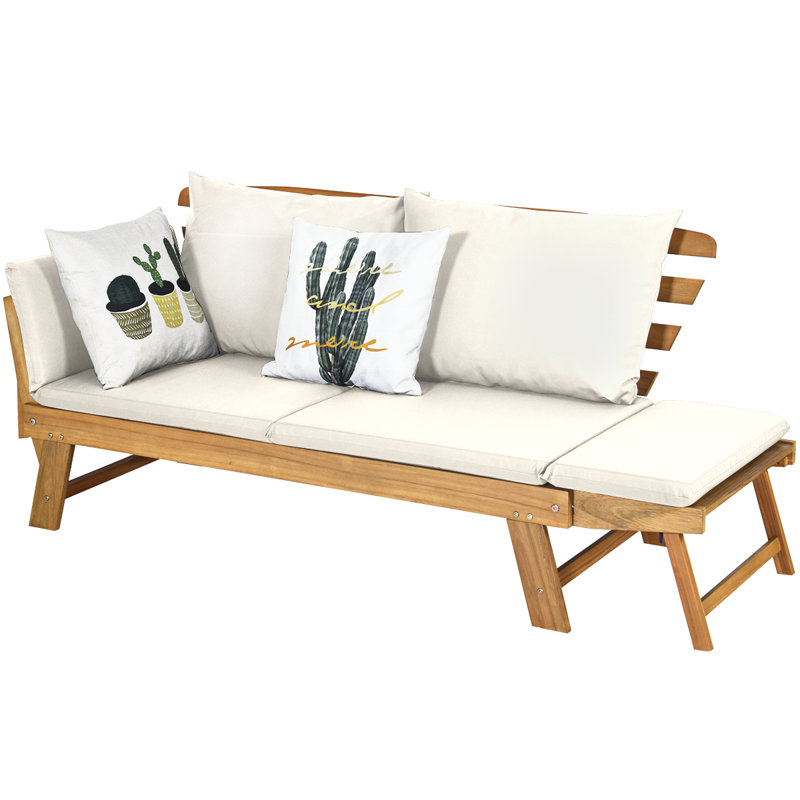 502.92cm Wide Acacia Garden Sofa with Cushions, Beige