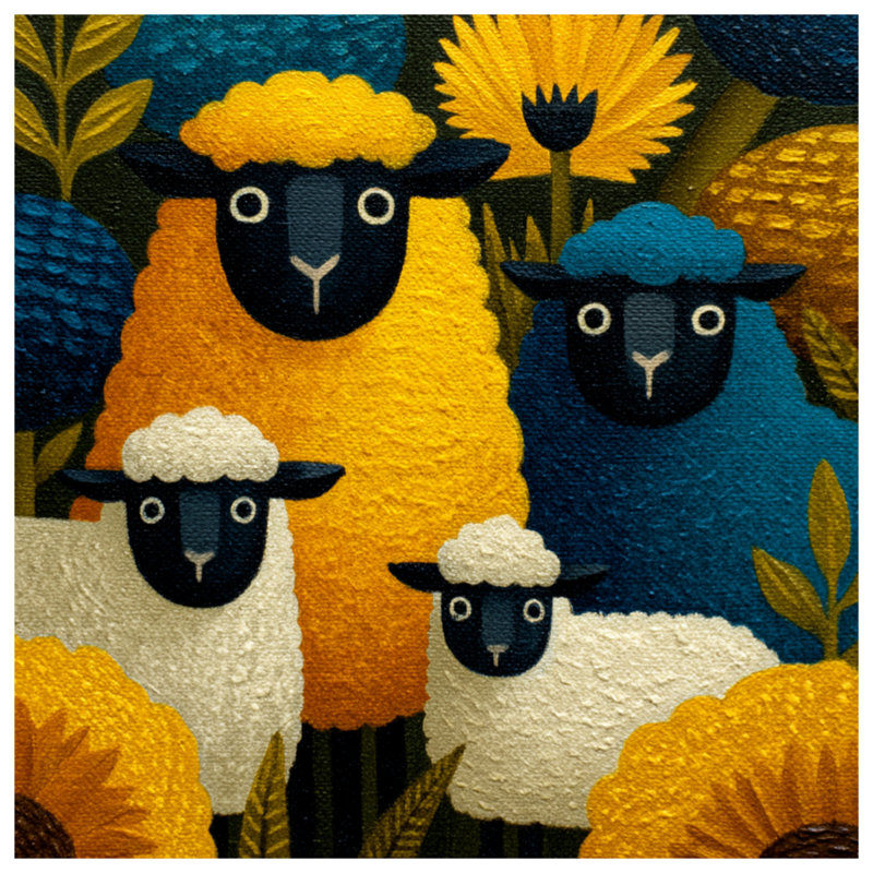 Édredon coloré avec illustration de mouton, Lit simple