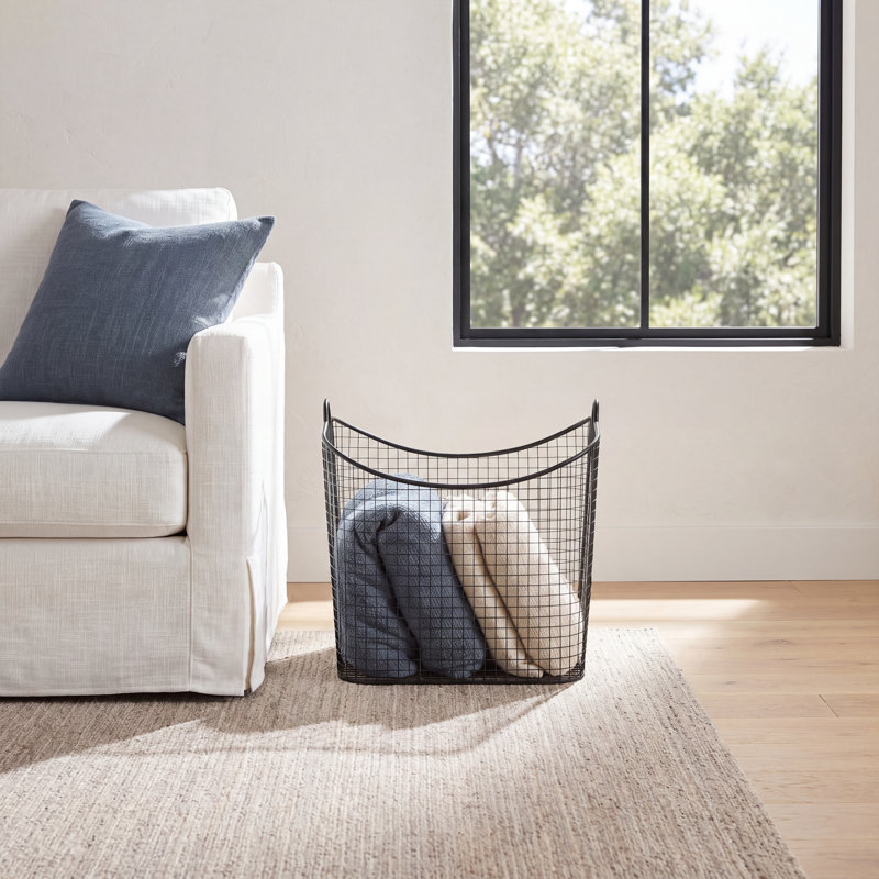 Metal Storage Basket with Ring Handles, null