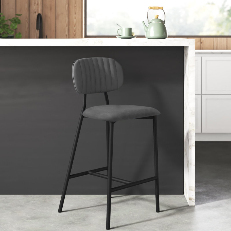 Aurya Upholstered Faux Leather Counter Stool, Gray