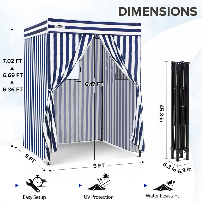 Auvent escamotable Flex Compact 5x5, Bleu / blanc