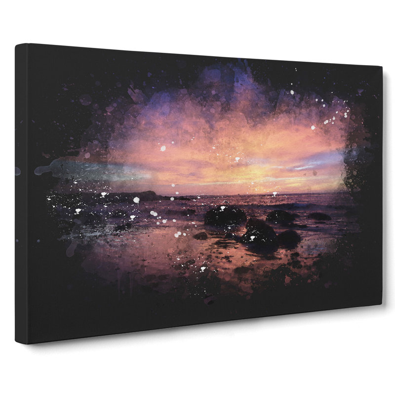 Purple Beach Sunset - Wrapped Canvas, 35cm H x 50cm W x 3cm D