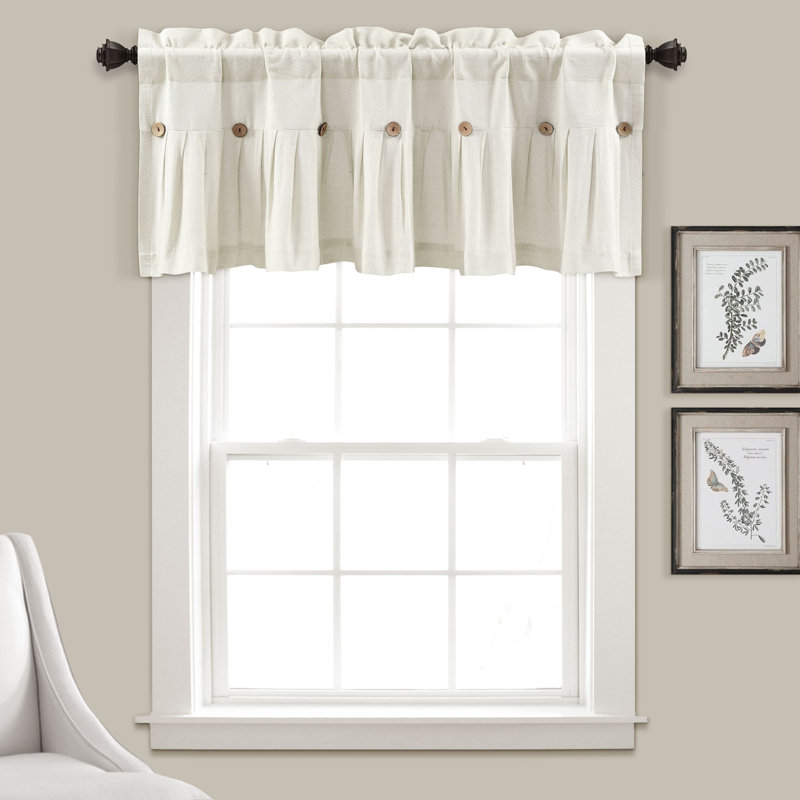 Off-White Linen Button Detail Window Valance