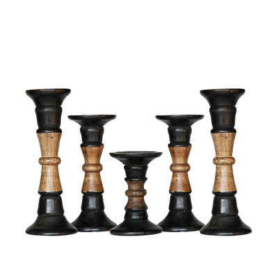 12'' H Wood Tabletop Candlestick