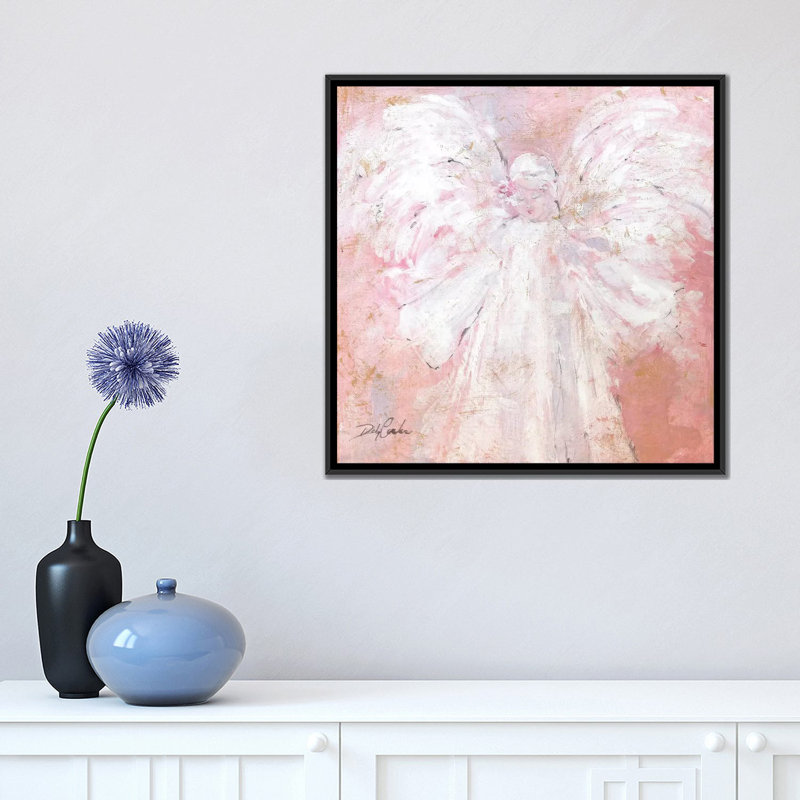 "sous mes ailes" , impression sur toile, H 18 po x l 18 po x P 1,5 po, Toile avec cadre noir, Pas de tapis