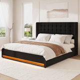 Velvet Led Upholstered Headboard Bed Frame With 4 Storage Drawers