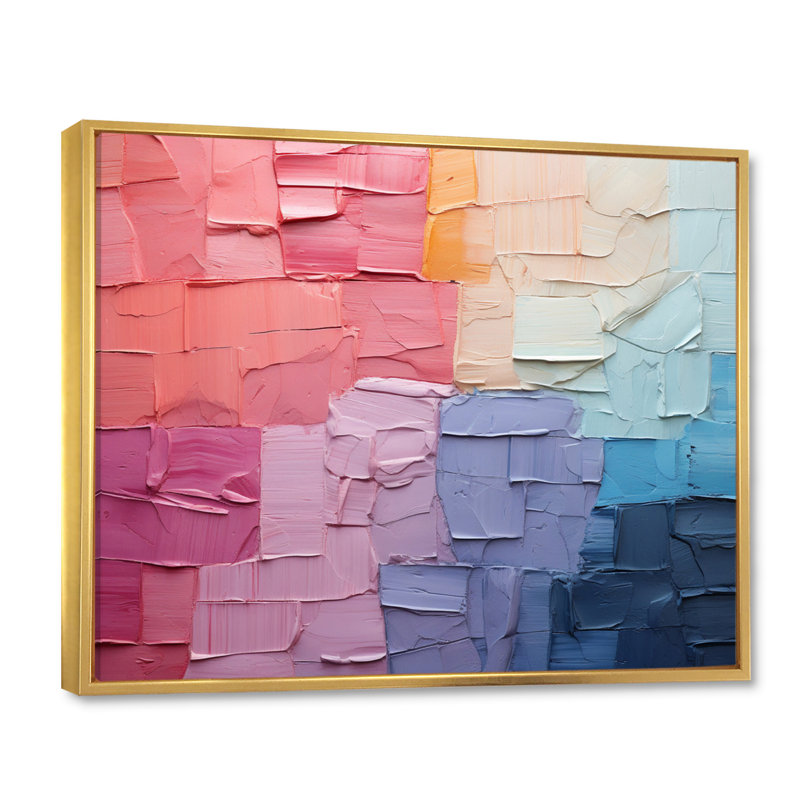 Patchwork abstrait III - impression, H 16 po x l 32 po x P 1 po, Cadre flottant doré