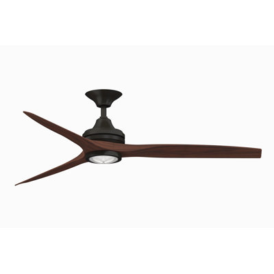 Spitfire 60 inch Indoor/Outdoor Ceiling Fan with LED Light Kit - Dark Bronze with Whiskey Wood blades