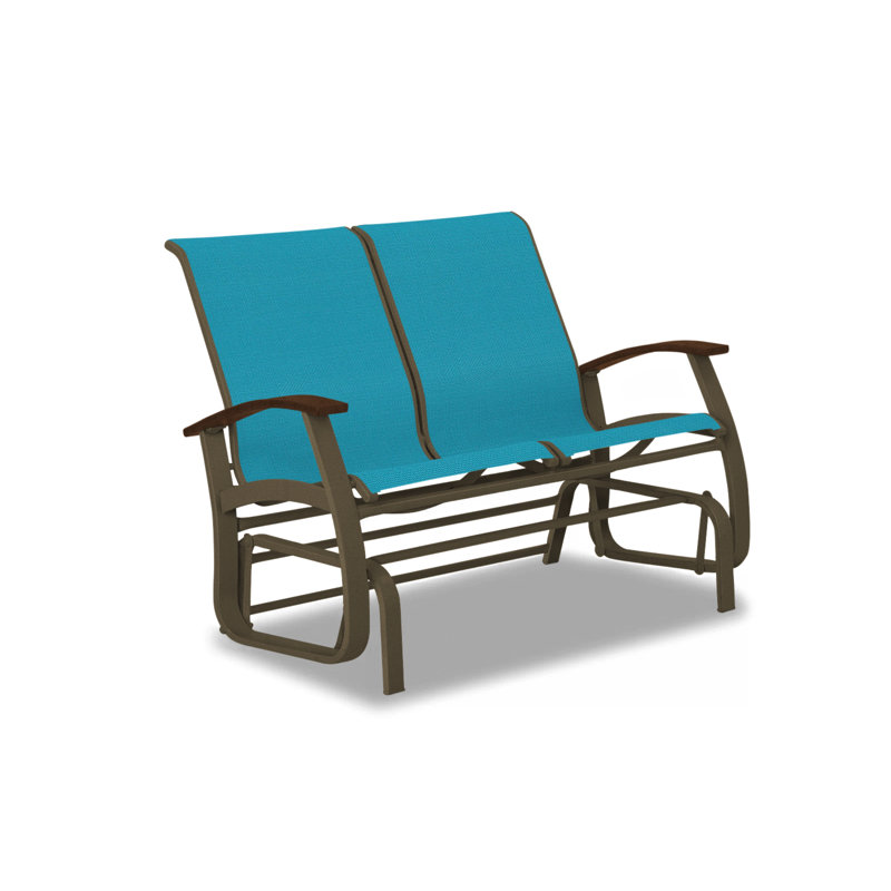 Belle Isle Outdoor Glider, Textured Beachwood, Kona P10, Aqua