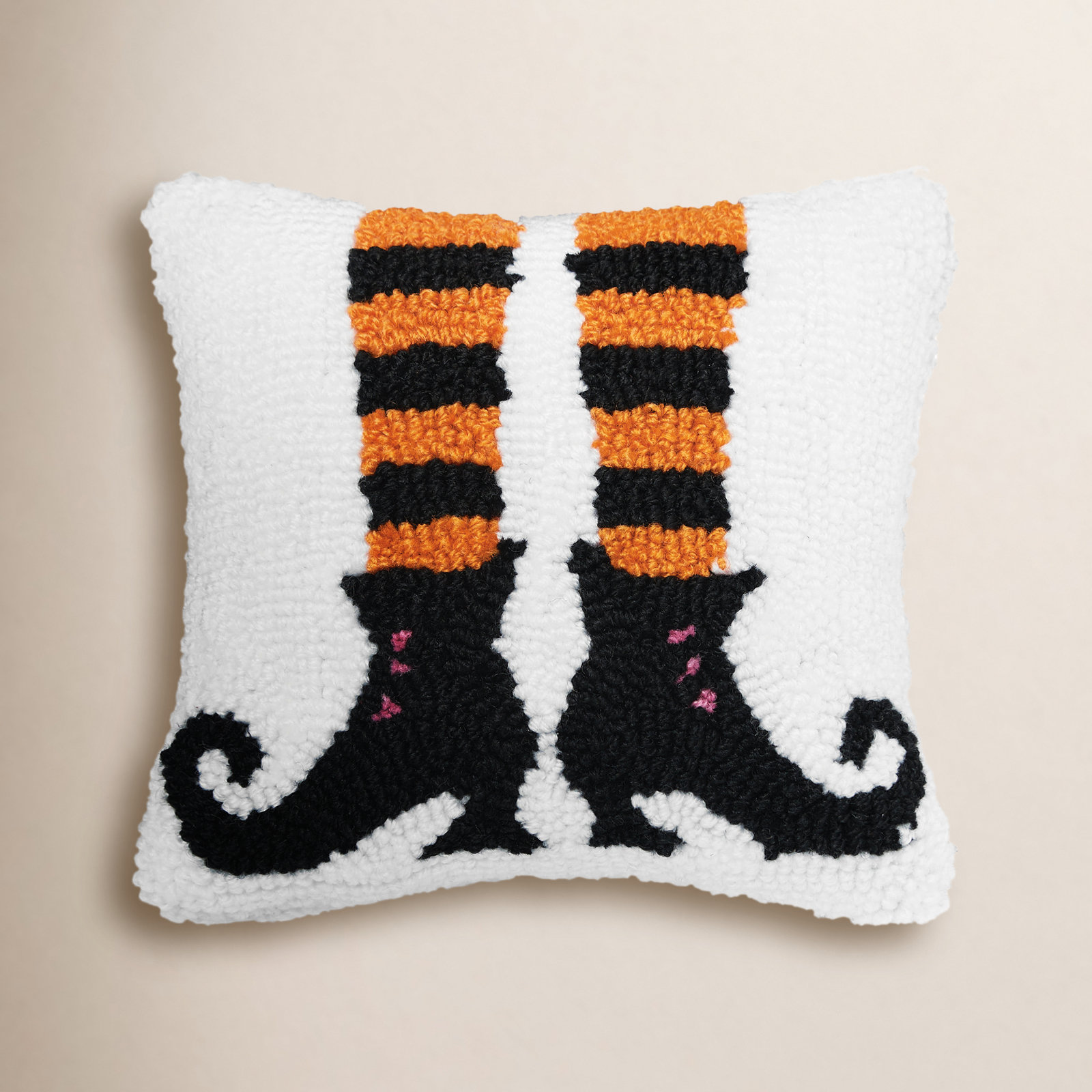 8" x 8" Halloween Throw Pillow, Witch Shoes