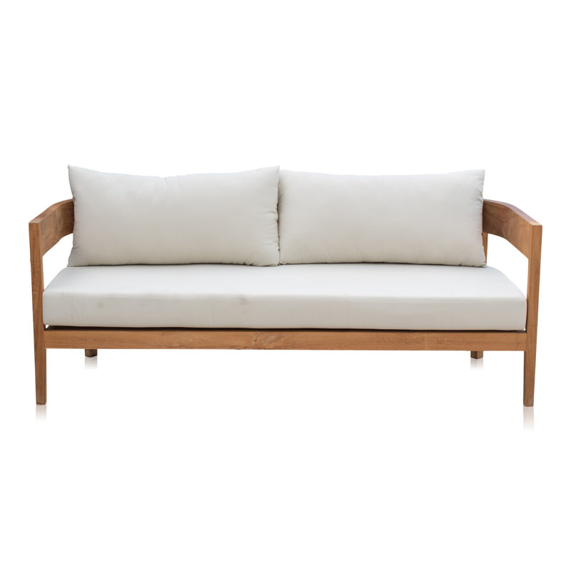 Bali 74'' Teak Outdoor Patio Sofa, Canvas Melon