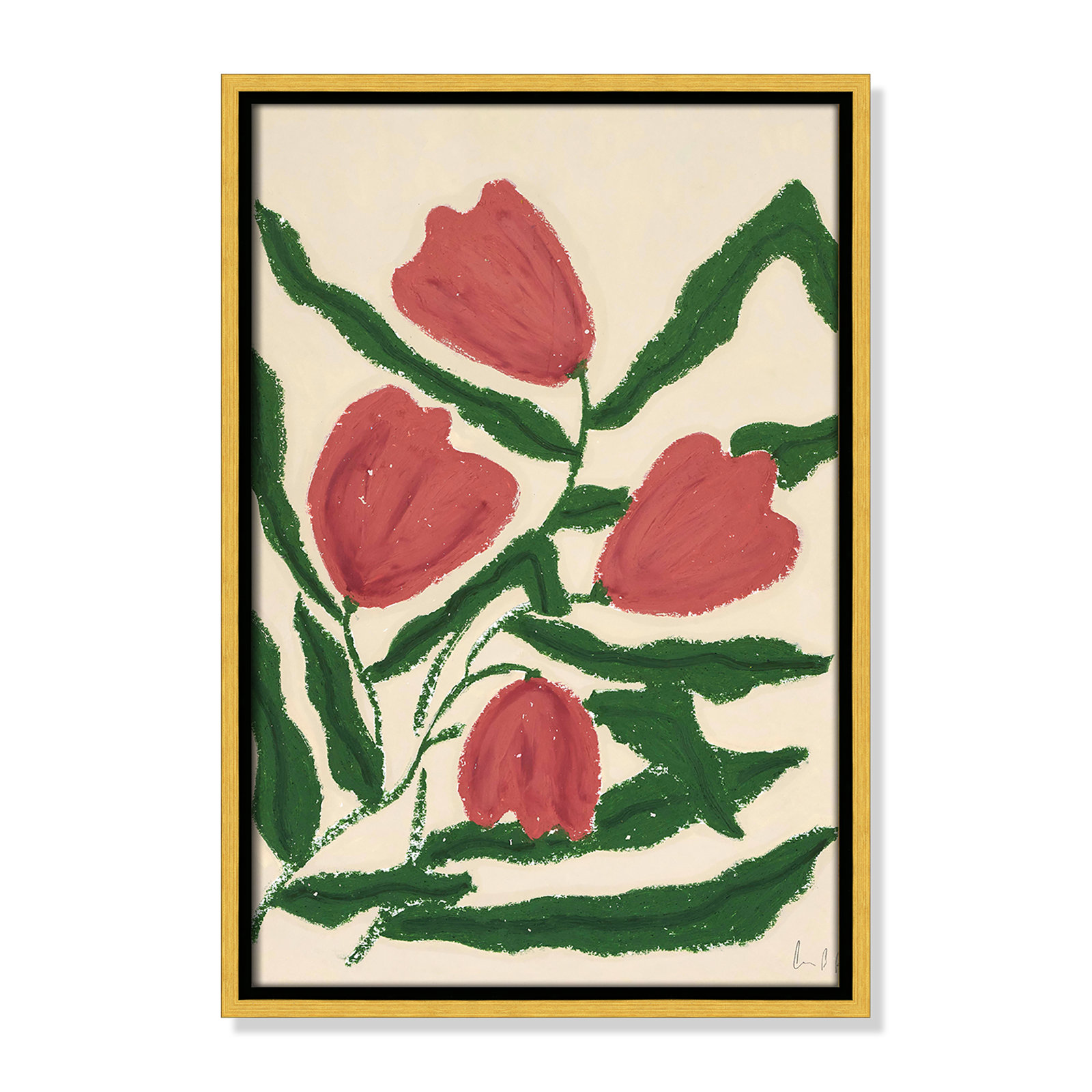 Red Tulips  Print by Camilla Bergqvist, 19.5" H x 13.5" W, Gold