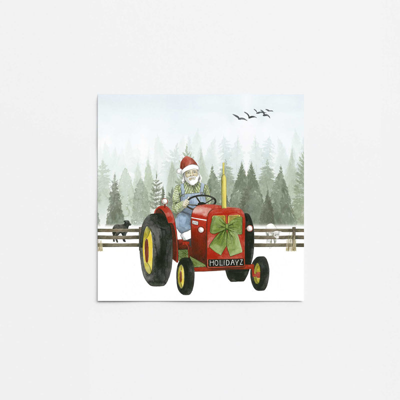 «Santa's Christmas Tractor Ride I Print», Sans cadre, papier, H 16 po x l 20 po