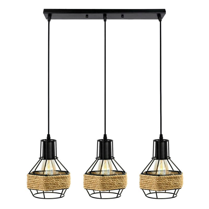 Kadil 3 - Light Black Kitchen Island Pendant, No