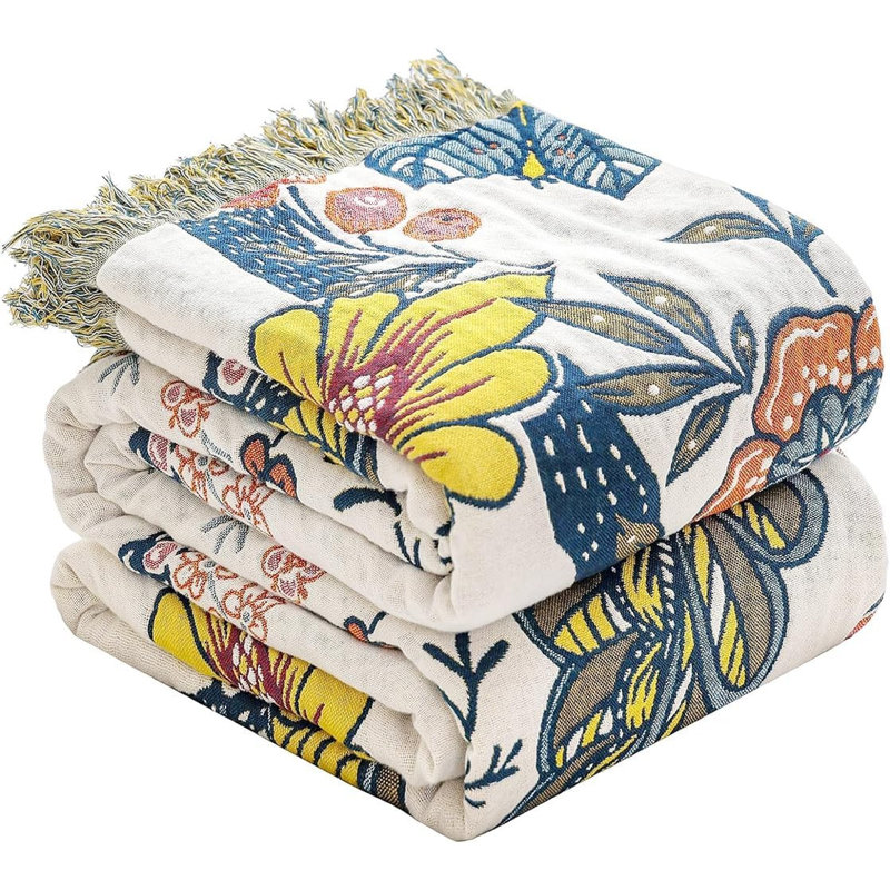 Housse de couette 100% coton DONEUS Boho, Beige / rose / brun floral, Lit double