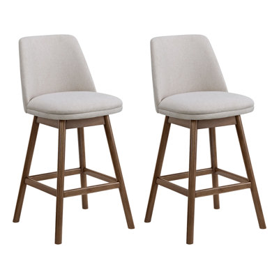  Tabouret de comptoir pivotant 26 po Rowan, noyer, tissu de lin doux, ensemble de 2