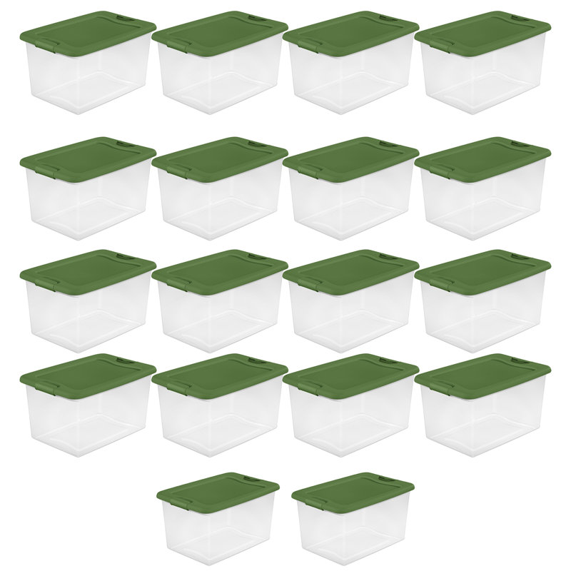 Sterilite 64 Qt Latching Plastic Holiday Storage Bin Clear Container, (18 Pack)