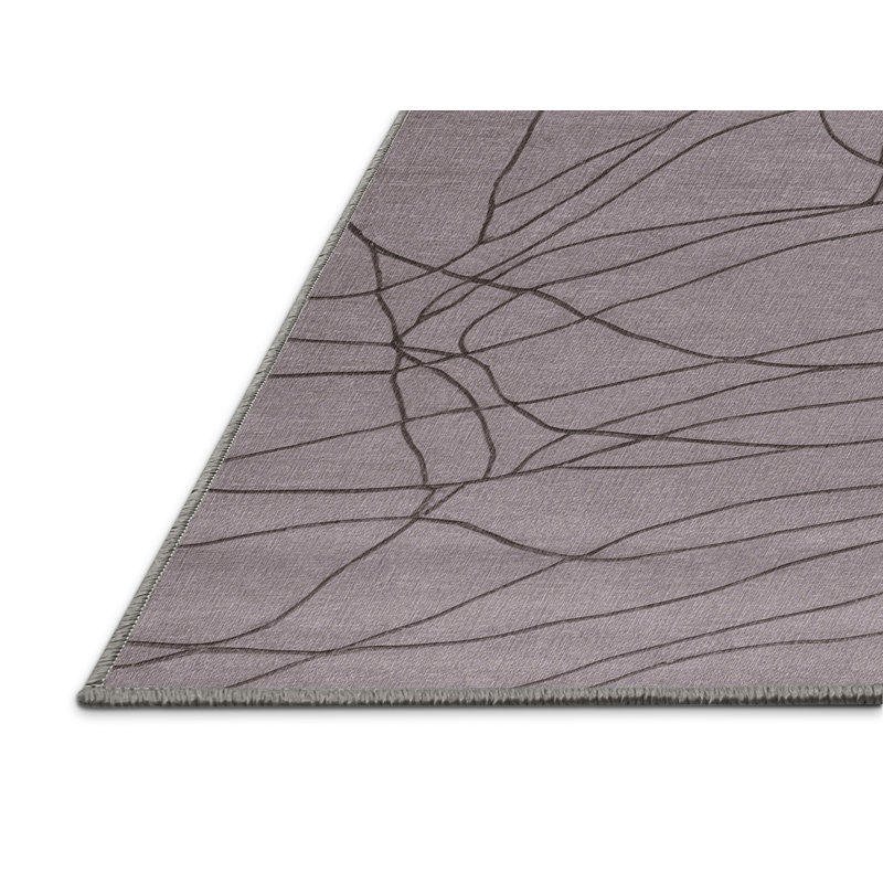Machine Washable Abstract Grey Area Rug, Rectangle 2' x 3'