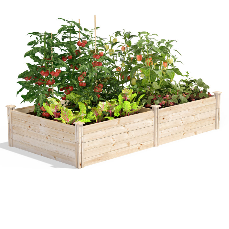 Katsuyoshi Wood Raised Garden Bed, 10.5" H x 96" W x 48" D, Pine