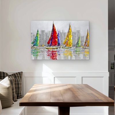 Sailboats in the Wind - Metal Print for Home Decor | Boat Art