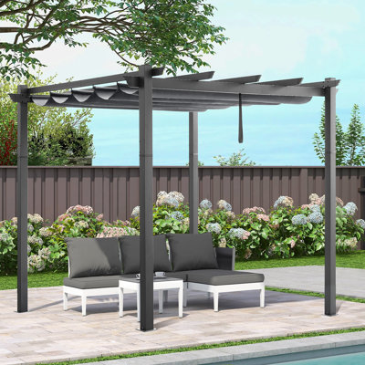 10 pi. L 10 pi. Pergola en aluminium avec auvent