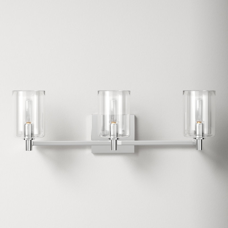 Signe Chrome 3-Light Dimmable Vanity Light with Clear Glass Shades
