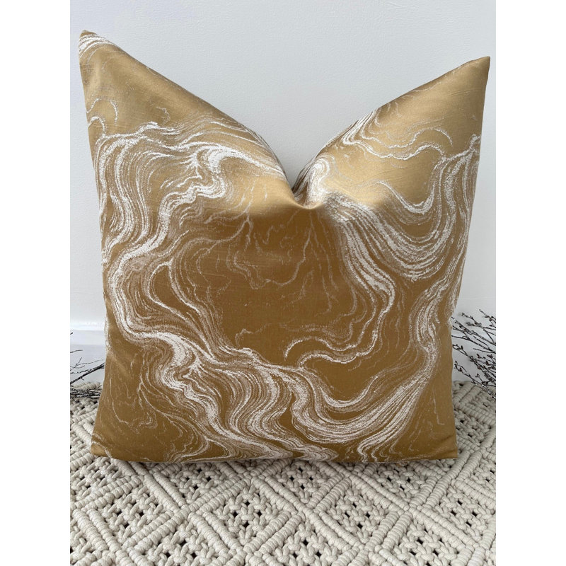 Abstract Navy Square Throw Pillow Cover, Gold