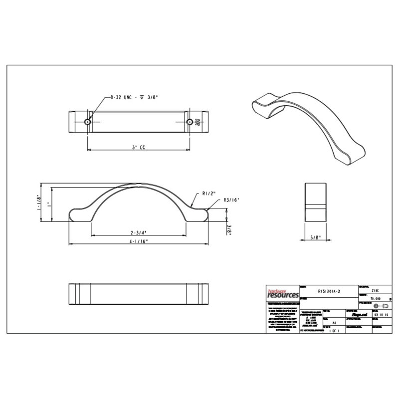 Seaver 3" Center to Center Arch Pull, Satin Nickel