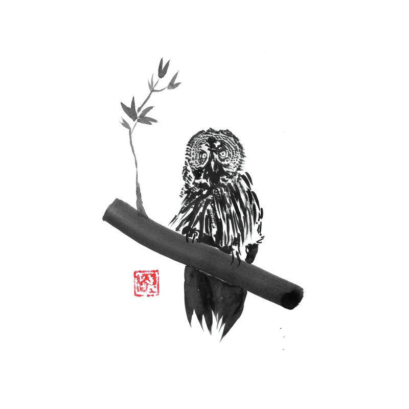 Owl by Péchane - Painting on Canvas, Wrapped Canvas, 101.6 cm H x 66.04 cm W x 1.91 cm D