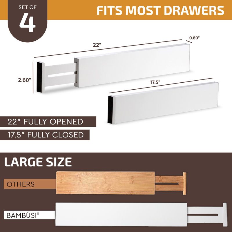  Adjustable Multi-Purpose Drawer Organizer, White