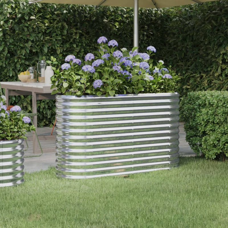 Garden Raised Bed Powder-coated Steel, Silver, 68 cm x 114 cm x 40 cm