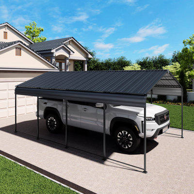 Abri de voiture robuste en métal 12 x 20 pi avec toit en acier galvanisé, base stable pour véhicules et salons professionnels