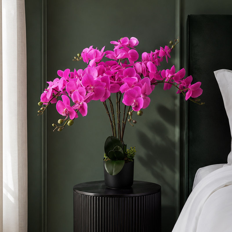 Plastic, Silk Orchid Arrangement in Pot