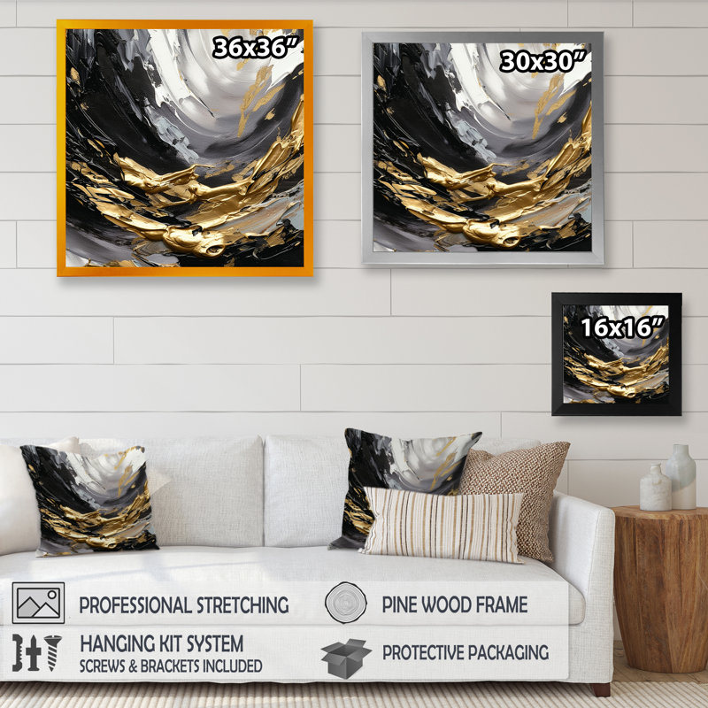 Golden Wave Reflections VIII - Abstract, reproduction encadrée, H 36 po x l 36 po x P 1,5 po