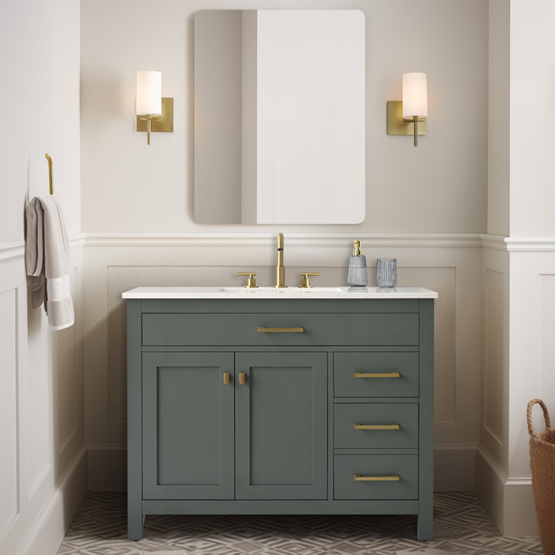 Vancleave 42" Single Vanity, Vintage Green/Brushed Gold