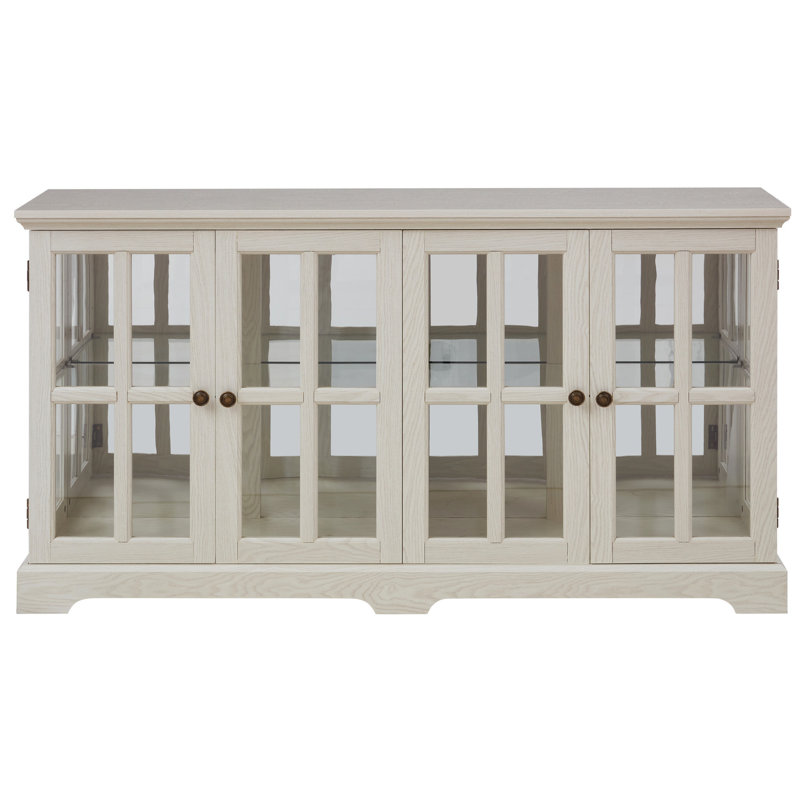Armoire antique en verre blanc avec tablettes réglables et fabrication avancée