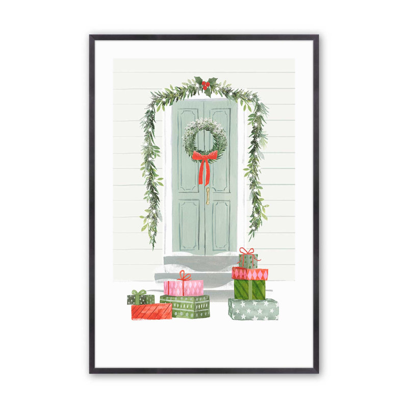 Impression de porte de Noël charmant, Cadre en zinc patiné, H 15,25 po x l 12,25 po