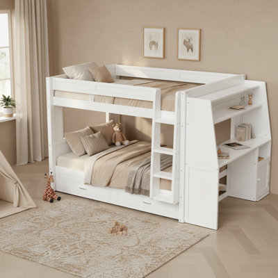 Full Over Full Bunk Bed With Desk And Trundle