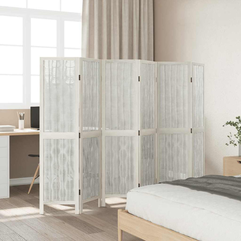 Alexzavier Solid Wood Accent Room Divider, White, 180cm H x 215cm W